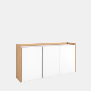 Aparador sala de jantar, Sala, Cozinha, Entrada, TV, 156x35x80cm, 3 Portas, Armário arrumação, Estilo moderno, Branco e Carvalho soft