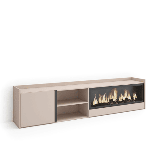 Móvel de TV, Muito espaço de arrumação, 212x35x50cm, Para televisores até 80, Lareira eléctrica XXL, Estilo moderno, Bege Móvel de TV, Muito espaço de arrumação, 212x35x50cm, Para televisores até 80, Lareira eléctrica XXL, Estilo moderno, Bege