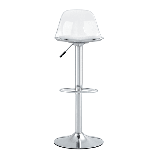 Bancos de bar 2 unidades - Altura ajustável 82-104 cm, encosto transparente, rotação 360° - BrancoPrateado