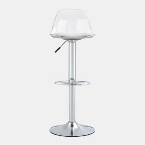 Bancos de bar 2 unidades - Altura ajustável 82-104 cm, encosto transparente, rotação 360° - BrancoPrateado