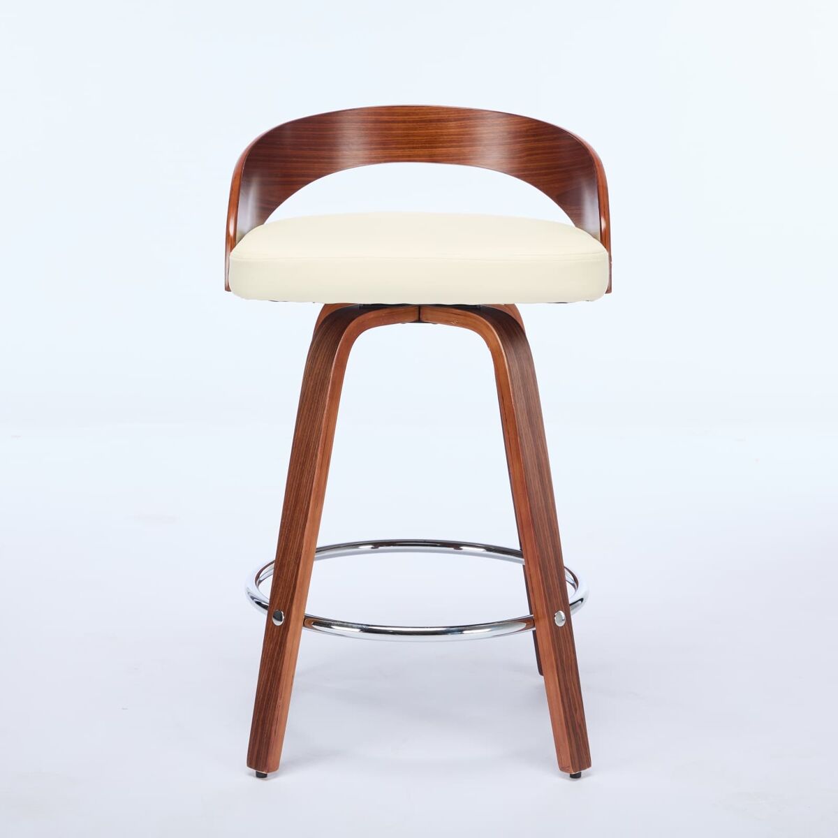 Taburetes de bar 2 unidades 63cm - giratorios, respaldo bajo, asiento acolchado - beige