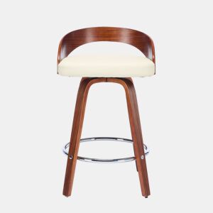 Bancos de bar 2 unidades 63 cm - Giratórios, encosto baixo, assento acolchoado - Bege