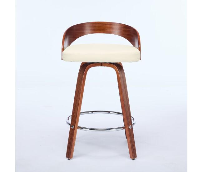 Taburetes de bar 2 unidades 63cm - giratorios, respaldo bajo, asiento acolchado - beige
