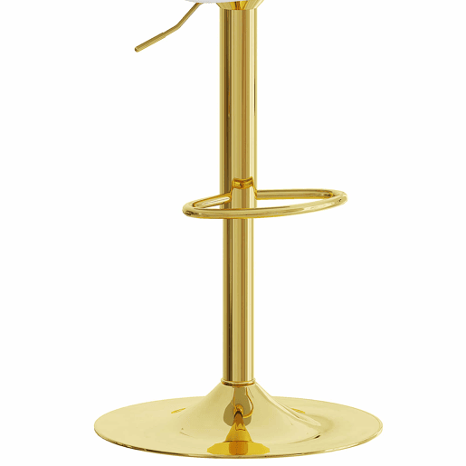 Bancos de bar (2 unidades) - Ajustáveis, giratórios a 360°, encosto almofadado em PU branco - Branco e dourado