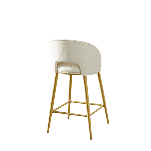 Banco de bar - Encosto aberto, acolchoado, metal dourado - Bege