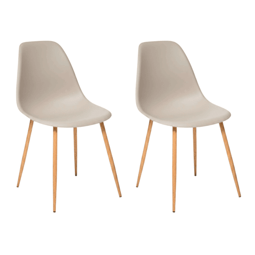 Conjunto de 2 cadeiras de jantar Taho, cadeiras para sala de estar, cadeiras para cozinha, cor bege, pés de metal, 46x84x51 cm Conjunto de 2 cadeiras de jantar Taho, cadeiras para sala de estar, cadeiras para cozinha, cor bege, pés de metal, 46x84x51 cm