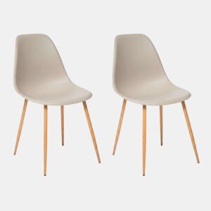 Conjunto de 2 cadeiras de jantar Taho, cadeiras para sala de estar, cadeiras para cozinha, cor bege, pés de metal, 46x84x51 cm