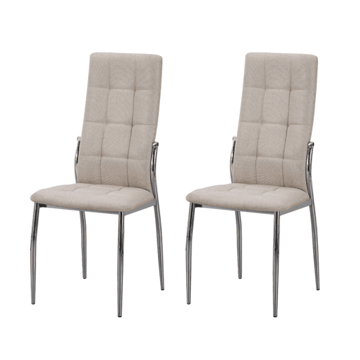 Conjunto de 2 cadeiras de jantar Laci bege, cadeiras para sala de estar com estrutura metálica, 46x102x52 cm