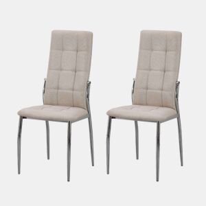 Conjunto de 2 cadeiras de jantar Laci bege, cadeiras para sala de estar com estrutura metálica, 46x102x52 cm