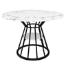 Conjunto de sala de jantar de 5 peças 100x100x76 cm - Mesa redonda com tampo em mármore + 4 cadeiras em veludo - Preto