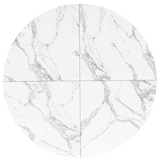 Conjunto de sala de jantar de 5 peças 100x100x76 cm - Mesa redonda com tampo em mármore + 4 cadeiras em veludo - Preto