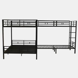 Beliche 90x200cm e 140x200cm - Escada com 3 degraus, base estável, estrutura metálica - Preto