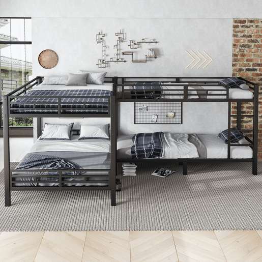 Beliche 90x200cm e 140x200cm - Escada com 3 degraus, base estável, estrutura metálica - Preto Beliche 90x200cm e 140x200cm - Escada com 3 degraus, base estável, estrutura metálica - Preto