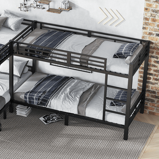 Beliche 90x200cm e 140x200cm - Escada com 3 degraus, base estável, estrutura metálica - Preto Beliche 90x200cm e 140x200cm - Escada com 3 degraus, base estável, estrutura metálica - Preto