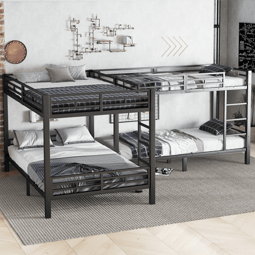 Beliche 90x200cm e 140x200cm - Escada com 3 degraus, base estável, estrutura metálica - Preto Beliche 90x200cm e 140x200cm - Escada com 3 degraus, base estável, estrutura metálica - Preto