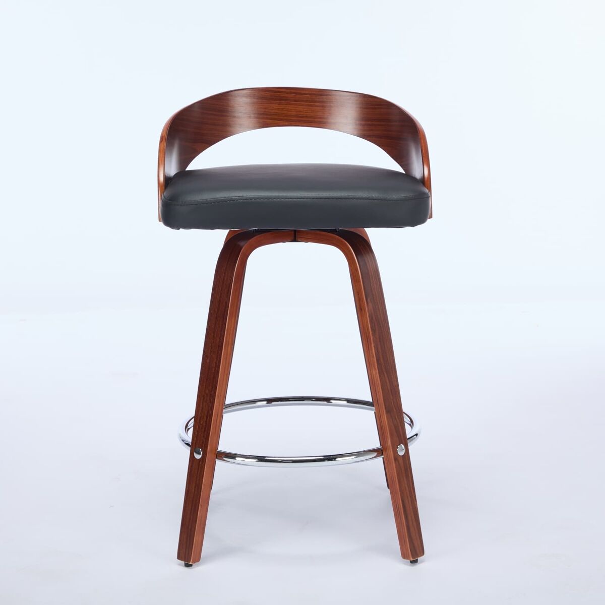 Taburetes de bar 2 piezas - giratorios, respaldo bajo, asiento acolchado, 63 cm - negro