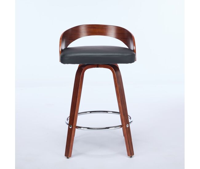 Taburetes de bar 2 piezas - giratorios, respaldo bajo, asiento acolchado, 63 cm - negro
