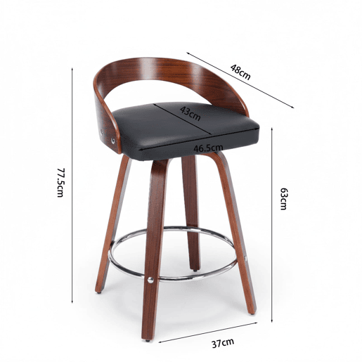 Bancos de bar 2 peças - Giratórios, encosto baixo, assento almofadado, 63 cm - Preto