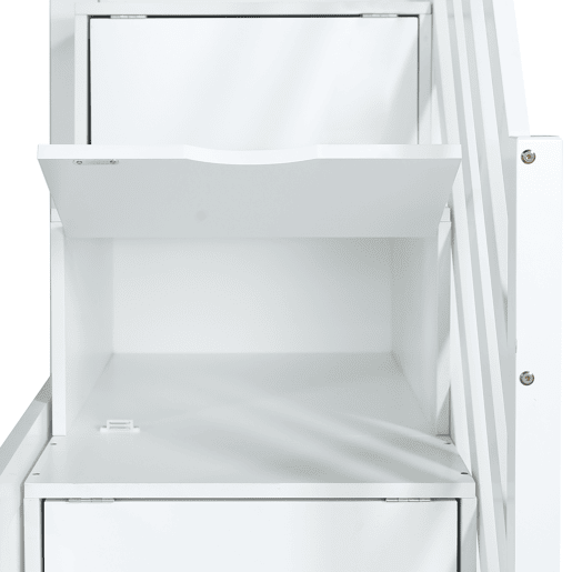 Beliche 90x200 - Casa com escada e escorregador, escada com arrumação, janela e teto, corrimão de segurança, gaveta - Branco