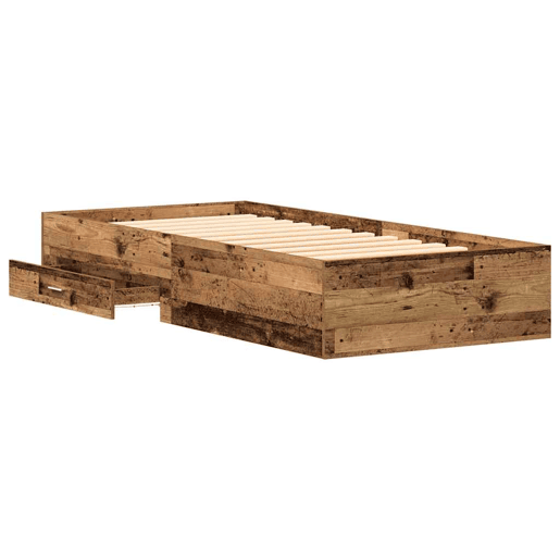 Estrutura de cama de solteiro para adultos Madeira Antiga 90 x 190 cm Madeira processada