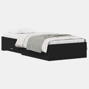 Estrutura de cama de solteiro para adultos com gaveta - Carvalho Preto 100 x 200 cm