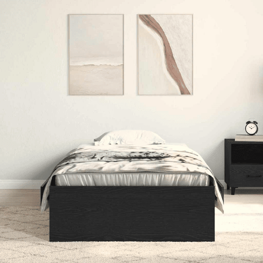 Estrutura de cama de solteiro para adultos com gaveta - Carvalho Preto 100 x 200 cm