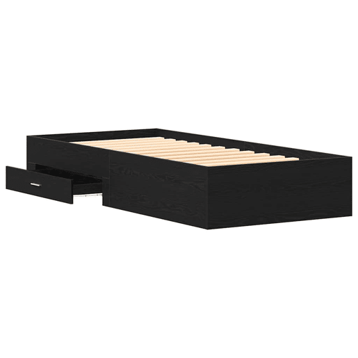 Estrutura de cama de solteiro para adultos com gaveta - Carvalho Preto 100 x 200 cm