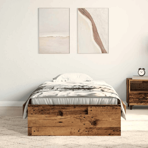 Estrutura de cama de solteiro para adultos Madeira Antiga 90 x 200 cm Madeira processada