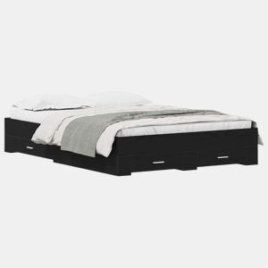 Estrutura da Cama de casal moderno com gaveta - Carvalho Preto 135 x 190 cm