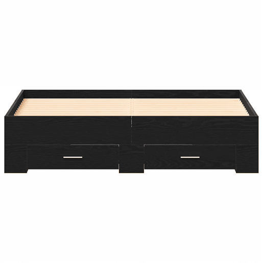 Estrutura da Cama de casal moderno com gaveta - Carvalho Preto 135 x 190 cm