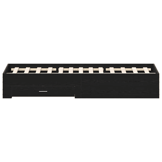 Estrutura da Cama de casal moderno com gaveta - Carvalho Preto 135 x 190 cm