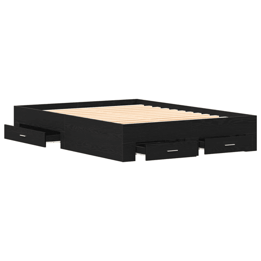 Estrutura da Cama de casal moderno com gaveta - Carvalho Preto 140 x 190 cm