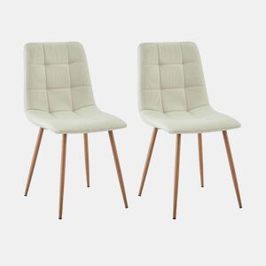 Conjunto de 2 cadeiras de jantar Portland, estofadas em tecido bege com pés de metal em carvalho, 43x88x48 cm