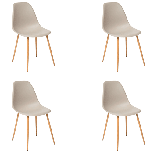 Conjunto de 4 cadeiras Taho para sala de jantar, sala de estar e cozinha, cor bege, pés de metal, 46x84x51 cm Conjunto de 4 cadeiras Taho para sala de jantar, sala de estar e cozinha, cor bege, pés de metal, 46x84x51 cm