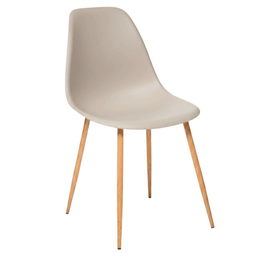 Conjunto de 4 cadeiras Taho para sala de jantar, sala de estar e cozinha, cor bege, pés de metal, 46x84x51 cm Conjunto de 4 cadeiras Taho para sala de jantar, sala de estar e cozinha, cor bege, pés de metal, 46x84x51 cm