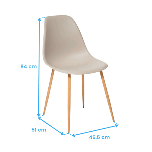 Conjunto de 4 cadeiras Taho para sala de jantar, sala de estar e cozinha, cor bege, pés de metal, 46x84x51 cm Conjunto de 4 cadeiras Taho para sala de jantar, sala de estar e cozinha, cor bege, pés de metal, 46x84x51 cm