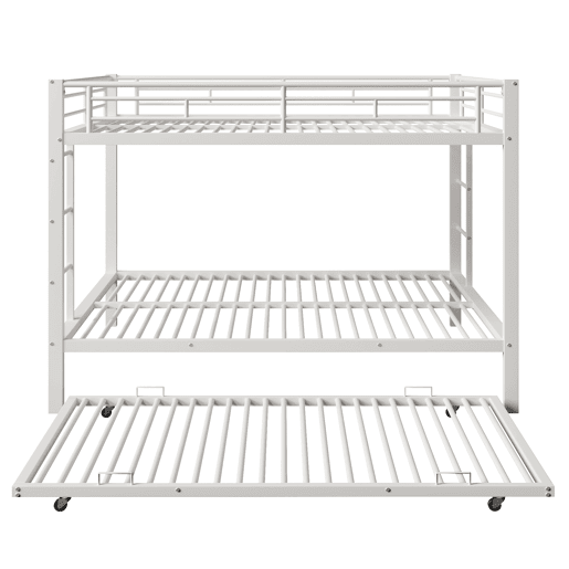 Beliche 140x200 cm - Estrutura em ferro, cama com cama extraível, grade alta, branco