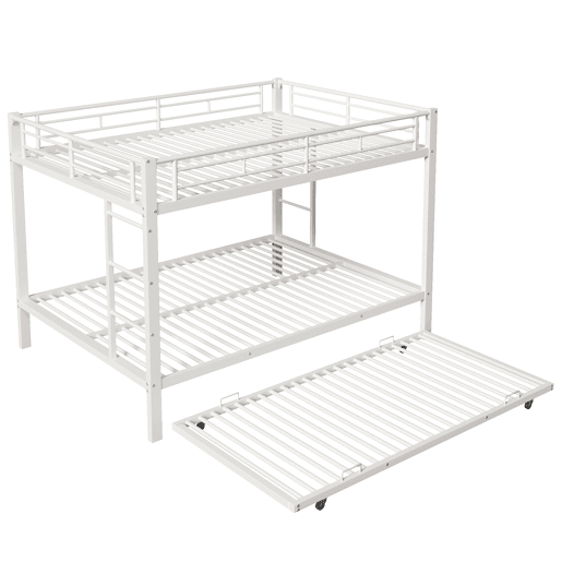 Beliche 140x200 cm - Estrutura em ferro, cama com cama extraível, grade alta, branco