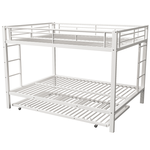 Beliche 140x200 cm - Estrutura em ferro, cama com cama extraível, grade alta, branco