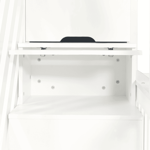 Beliche 90x200 cm e 120x200 cm - Mesa multifuncional ajustável, escada de armazenamento, corrimão de segurança, branco
