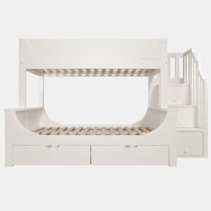 Beliche 90x200cm & 140x200cm - Design elegante com escadas, proteção contra quedas, branco