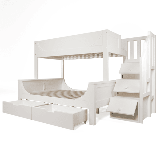 Beliche 90x200cm & 140x200cm - Design elegante com escadas, proteção contra quedas, branco