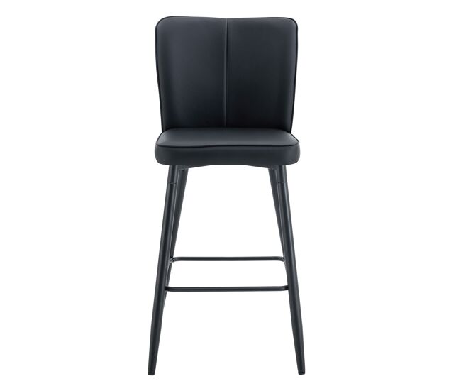 Taburetes de bar 101 cm - pu ergonómicos con respaldo - negro