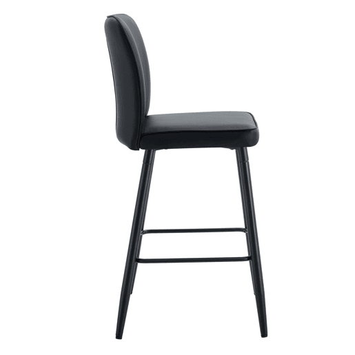 Bancos de bar 101 cm - PU ergonómicos com encosto - preto