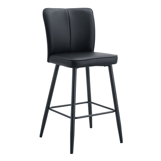 Bancos de bar 101 cm - PU ergonómicos com encosto - preto