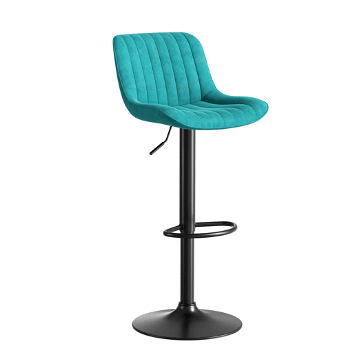 Cadeira giratória de bar para sala de jantar, altura ajustável, conjunto de 4 unidades - Veludo - Azul