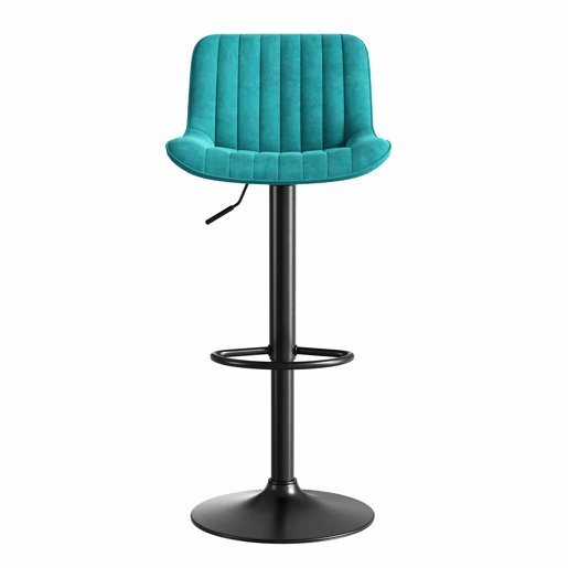 Cadeira giratória de bar para sala de jantar, altura ajustável, conjunto de 4 unidades - Veludo - Azul