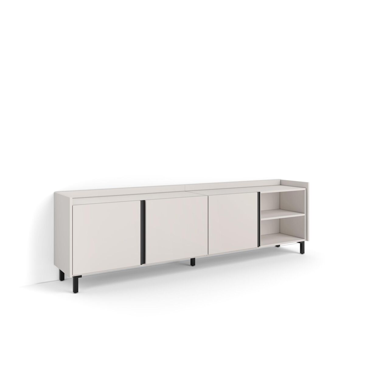 Mueble tv, televisión, muebles de salón, almacenaje, 207x35x61cm, para tv hasta 80", diseño industrial, estilo moderno, beige