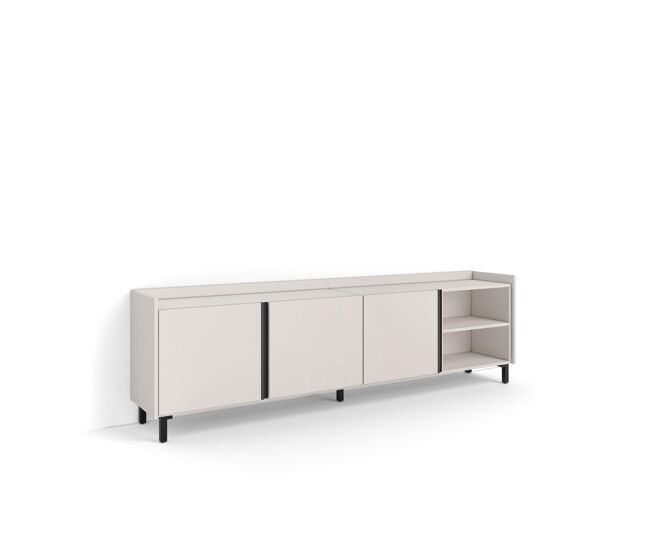 Mueble tv, televisión, muebles de salón, almacenaje, 207x35x61cm, para tv hasta 80", diseño industrial, estilo moderno, beige
