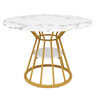 Conjunto de sala de jantar de 5 peças 100x100x76 cm - mesa redonda de mármore + 4 cadeiras de veludo - dourado